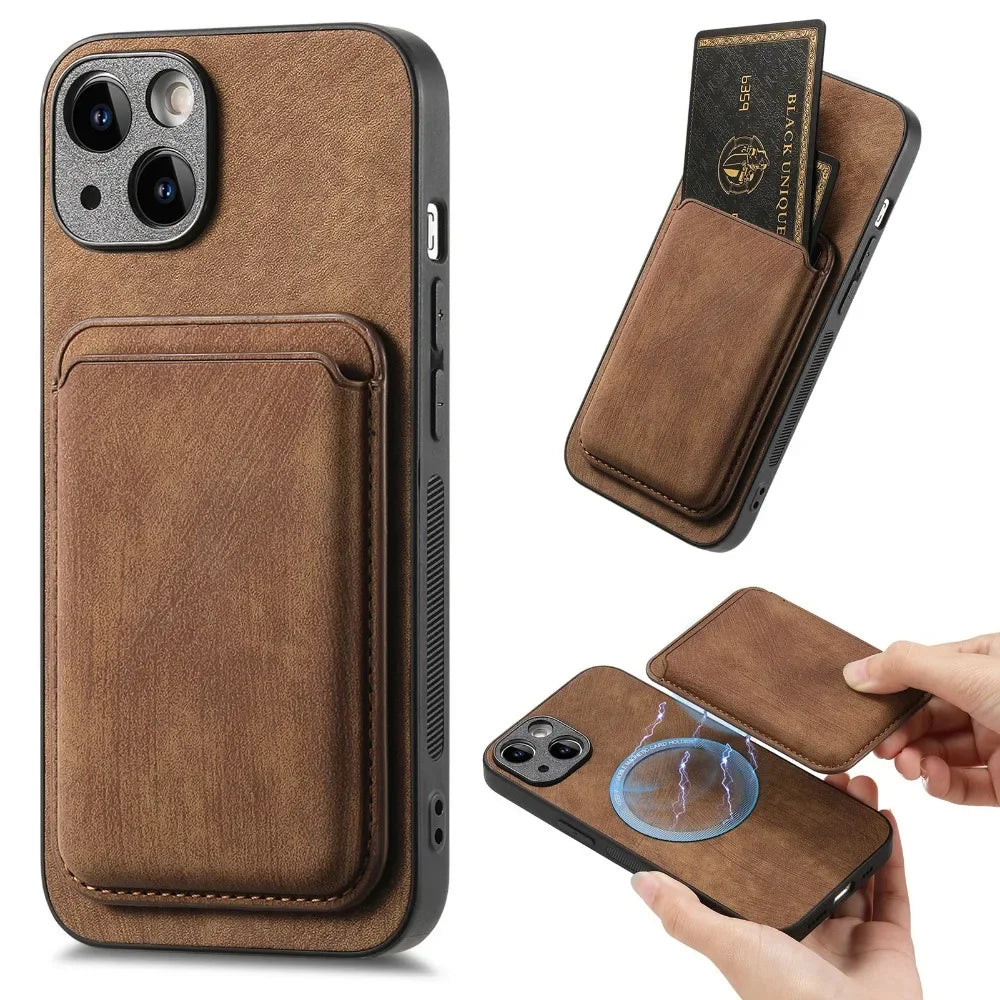 Vintage PU Leather Phone Case – Shockproof & Functional