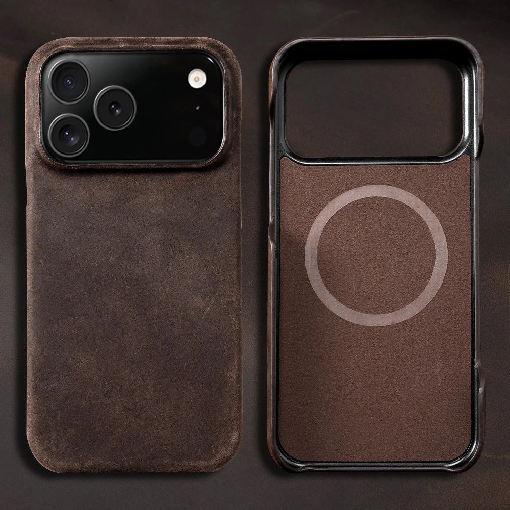 Genuine Leather iPhone Case – Magnetic, Shockproof, Premium