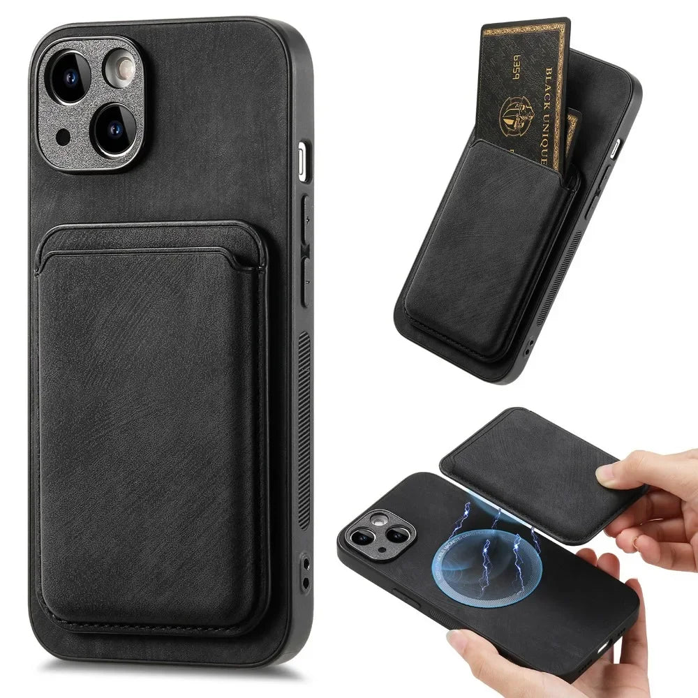 Vintage PU Leather Phone Case – Shockproof & Functional