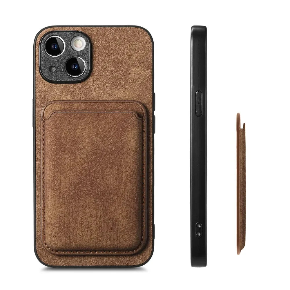 Vintage PU Leather Phone Case – Shockproof & Functional