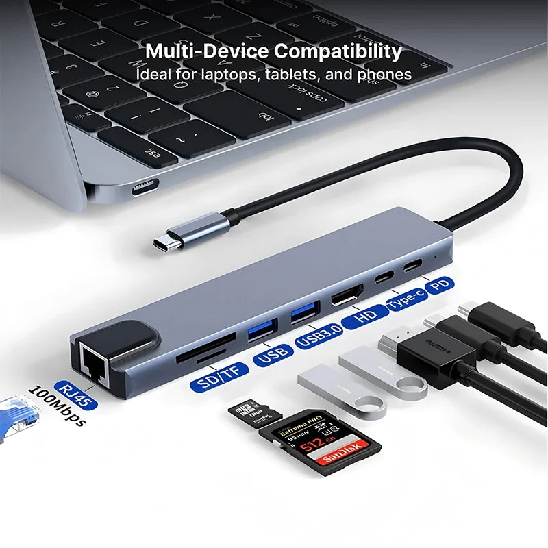 8-in-1 USB-C Hub – Expand Your Connectivity