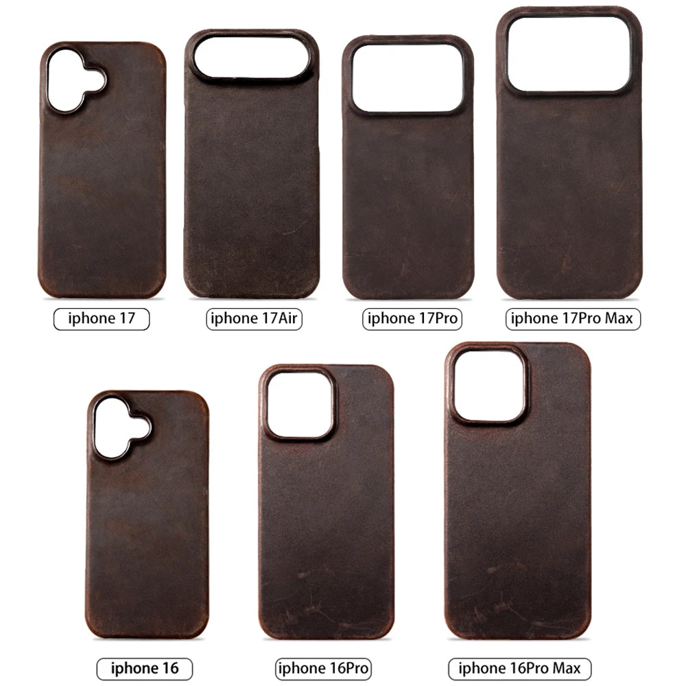Genuine Leather iPhone Case – Magnetic, Shockproof, Premium